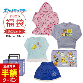 【全品半額クーポン！28日迄】福袋 2025 キッズ ポケモン 女の子 5点セット 福袋 2025年 パーカー スウェット トレーナー 長袖Tシャツ スカート ブランケット 春秋冬 110cm 120cm 130cm ピカチュウ ピチュー おしゃれ 小学生 小学校 新春福袋