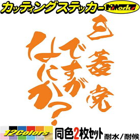 車 おもしろ ステッカー 三菱党ですがなにか？ (2枚1セット) カッティングステッカー 全12色(120mmX95mm) ワンポイント ツール ボックス タンク 面白 ギャグ ネタ 文字 防水 アウトドア 耐水 ユニーク 転写 シール