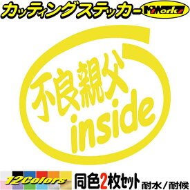 車 給油口 おもしろ ステッカー 不良親父 inside (2枚1セット) カッティングステッカー 全12色(88mmX95mm) チョイ悪 オヤジ おっさん ウィンドウ バンパー カウル タンク ボックス ちょい悪 1000円ポッキリ アウトドア 防水 耐水 転写 切り文字 シール