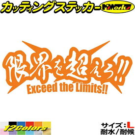 熟語 文字 ステッカー 限界を超えろ サイズL カッティングステッカー 全12色(80mmX195mm) 車 バイク かっこいい 文字 ウィンドウ カウル タンク ヘルメット 面白 漢字 熟語 チョイ悪 ちょい悪 目印 デカール 転写 アウトドア 耐水 防水