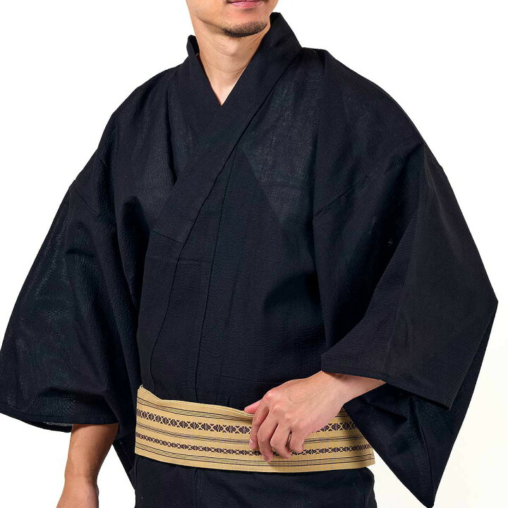 楽天市場】男着物 メンズ浴衣 しじら綿麻 黒 浴衣単品 : 男着物の加藤商店