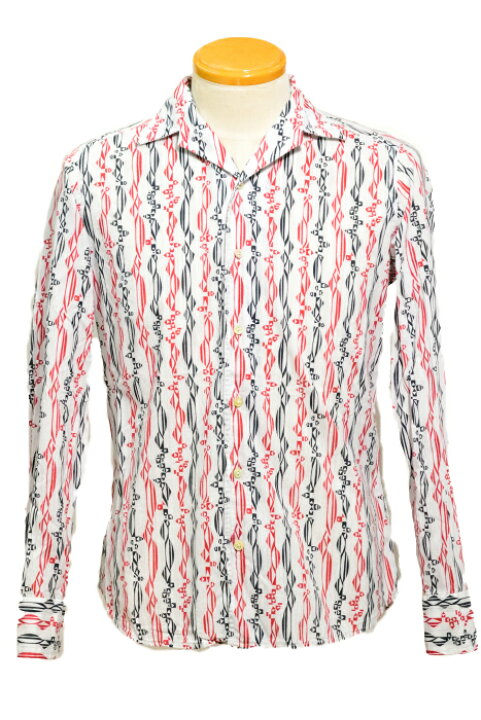 楽天市場 Sale50 バグッタ シャツ メンズ オシャレ 春夏秋 Bagutta Bagutta イタリアンカラーシャツ コットン エスニック柄 サイズ38 送料無料 Select Azzuro E Marrone