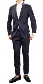 デ・ペトリロ De Petrillo NAPOLI スーツ 英国調マイクロチェック ネイビー系 スーツ 上下 ビジネス メンズ 44サイズ