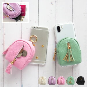 スマホケース ハード 全機種対応【クリアケース×タッセル付き マルチポーチ】スマホ ケース スマホカバー iPhone カバー ハードケース クリア 透明 背面収納 カード収納 カード入れ カードケ