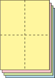 帳票用紙 カラー 500枚 4分割 マイクロミシン 十字型 A4サイズA4サイズ レーザープリンター インクジェットプリンター プリンター用紙 マルチプリンタ用 上質カラー用紙 ミシン目入り用紙 プリンター帳票用紙 4面カット紙