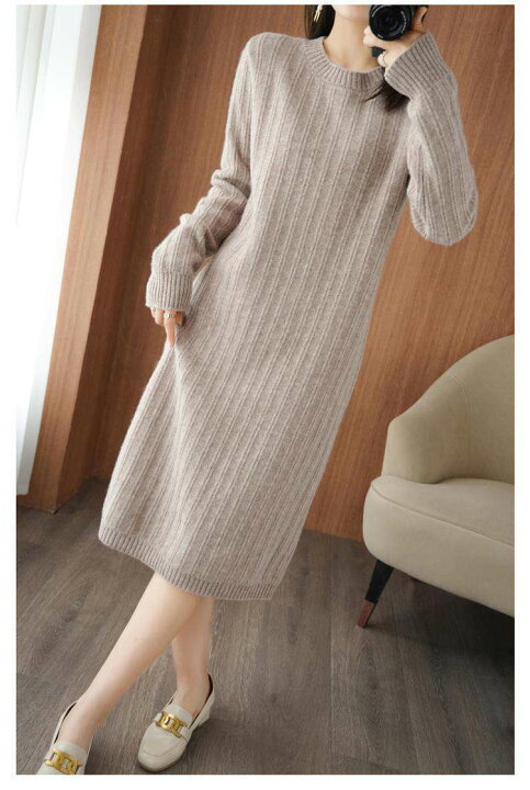 楽天市場 ニットワンピース 冬服 秋服 レディース 40代 ワンピース クルーネック 韓国風 おしゃれ 大人 セーターワンピース 無地 厚手 きれいめ 代 30代 南山商店