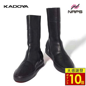 �_26�����|�C���g10�{�^KADOYA �J�h�� 4336 LEATHER HIGH SNEAKER M2 ���U�[�u�[�c �u���b�N/�u���b�N ALTER KEIS �A���^�P�C�X