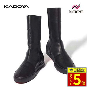 �_18���|�C���g5�{�^KADOYA �J�h�� 4336 LEATHER HIGH SNEAKER M2 ���U�[�u�[�c �u���b�N/�u���b�N ALTER KEIS �A���^�P�C�X