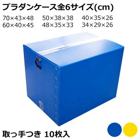 プラダン 持ち手付き 10枚 プラスチックダンボール プラダンケース ダンプラ 箱 段プラ 引っ越し 繰り返し使える 青 黄色 PP製 収納ボックス 大きい