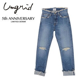 Ungrid(アングリッド)リメイクストレートカットオフデニム(111642416001)5th ANNIVERSARY ITEM ストレート ブリーチ クラッシュ レディース カジュアル 送料無料 代引手数料無料