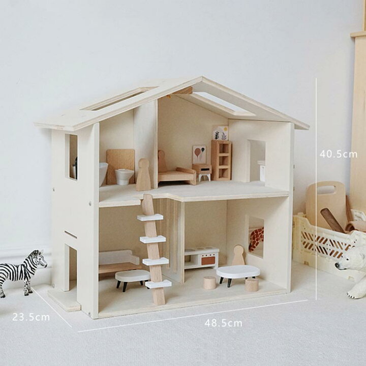 楽天市場】屋根付き 木のおもちゃ キッズ ドールハウス おままごと 