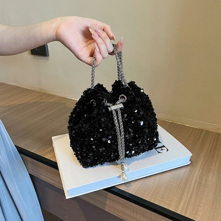 楽天市場】巾着バッグ ショルダー スパンコール 巾着 バッグ トート 