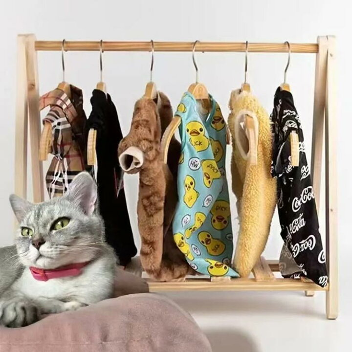 楽天市場】ペット用 ハンガーラック 犬 猫 お洋服ラック 2段 棚付き 