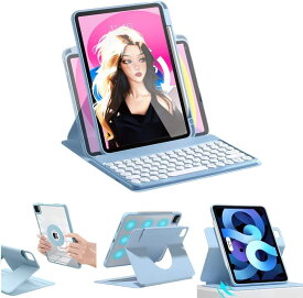 iPad Air 5 2022キーボード ケース, 磁気吸着ケース+ 分離式透明背面カバー+分離式キーボード , 丸型キー 縦置き 2020 iPad Air 4 10.9 インチ/iPad Pro 11 2022 2021 2020 2018 11