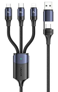 USAMS 3in1 [dP[u 1{12 usb c P[u CgjOP[u/^Cvc P[u/}CNusbP[u d \ 3.0A}[d iPhone/Android/typec P[u/Galaxy lightni