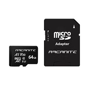  AJiCg(ARCANITE) 64GB microSDXCJ[h UHS-I U3, A1, V30, 4K, C10, SDA_v^[t - AKV30A164