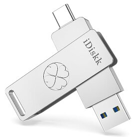 iDiskk 超高速ソリッドステート 1TB iPhone15対応 フラッシュドライブ USB3.2 Gen2 最大読取りスピード500MB/s ハイスピード USB3.2+Type-Cコネクタ搭載 専用APP不要 OTG外付けUSBメモリ スマートフ