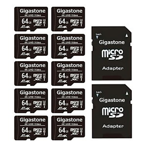 Gigastone }CNsdJ[h 64GB 10Zbg, SDA_v^t, 4K UHD rfI Be, 90MB/S, MicroSDXC UHS-I A1 U3 C10