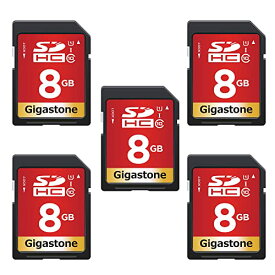 Gigastone 8GB 5枚パック SDカード UHS-I U1 Class 10 SDHC メモリーカード フルHD ビデオ キャノン ニコン ソニー ペンタックス コダックオリンパス パナソニック デジタルカメラ ミニケース5個付き