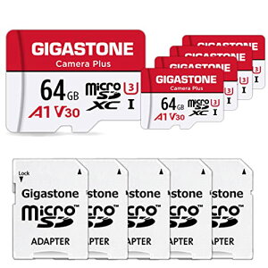 4K ^ Gigastone }CNsdJ[h 64GB 5Zbg, 4K UHD^, 5 SDA_v^t 5 ~j[P[Xt, UHS-I MicroSDXC U3 C10 95MB/S