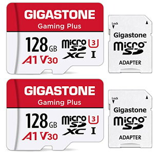 Gigastone }CNsdJ[h 128GB 2Zbg, 2 SDA_v^t 2 ~j[P[Xt, 4K UHD 100MB/S  MicroSDXC, UHS-I A1 V30 U3 Class 10