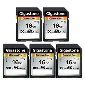 Gigastone SDカード 16GB 5枚セット, 高速 フルHD ビデオ SDHC メモリーカード 16GB 5-Pack, Full HD デジタルカメラ, UHS-I U1 Class 10 ミニケース5個付き