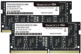 Team ノートPC用メモリ SO-DIMM DDR4 3200MHz PC4-25600 32GBx2枚組 64GBkit 日本国内無期限正規保証
