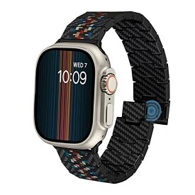 カーボン製 Watch Band モダン ラプソディー Apple Watch 対応 バンド Series Ultra2/Ultra/9/8/7/6/SE2/SE/5/4/3 適用 交換ベルト 軽量 触り心地良い バネ棒付き コマでサイズ調整可能 脱着