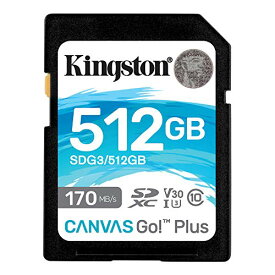 キングストン SDXCカード 512GB 最大170MB/s Class10 UHS-I U3 V30 4K Canvas Go Plus SDG3/512GB