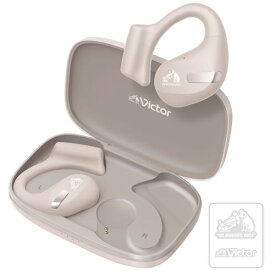 JVCケンウッド Victor HA-NP50T ワイヤレスイヤホン bluetooth オープンイヤー 耳をふさがない ながら聴き マルチポイント 耳掛け 最大38時間再生 ステッカー付 ベージュ HA-NP50T-CA