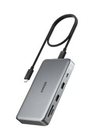 Anker 563 USB-C ハブ (10-in-1, Dual 4K HDMI, for MacBook) 100W MST機能 3画面出力 トリプルモニター 4K対応 HDMIポート 着脱式ケーブル 50cm USB PD 対応 M1 M2 Ma