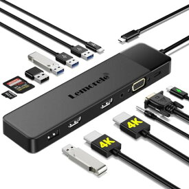 ドッキングステーションhdmi2つ USB Type C ハブ デュアル 13-in-1hdmi 4K@30Hz VGA MST Dual HDMI 2画面 マルチディスプレイ 拡張モード トリプルディスプレイ hub USB3.0*3+USB2.0*