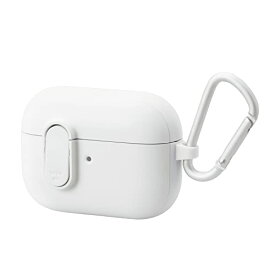 エレコム AirPods Pro (2019年) 対応 ケース カバー ハイブリッド TOUGH SLIM Lock ロック機能 カラビナ付 落下防止 ワイヤレス充電/MagSafe充電対応 耐衝撃 衝撃吸収 ホワイト AVA-AP2TSLWH