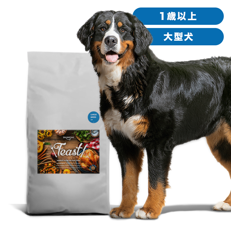 【1歳以上の大型犬へ】【食べごたえのある大粒】 INUMESHI フィースト 1歳以上 大型犬用 15kg ブリーダーパック
