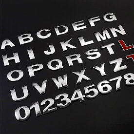 LUMIMAN 3D 立体成型 エンブレム ステッカー アルファベット 数字 文字 ドット ー車 メタル 亜鉛合金 飾り (T(文字), レッド)