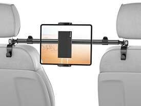 TRYONE タブレットホルダー 車載ホルダー ヘッドレスト ホルダー 後部座席用 伸縮アーム 長さ調整 タブレットスマホ両用車載ホルダー360 回転可能 防振機能アルミニウム 可ヘッドレストマウント 4.7-12.9インチ対応 収納フック2個付