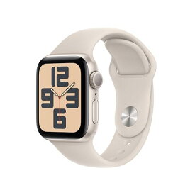 Apple Watch SE (第二世代, 2023) GPS (40mm)ケース用 40mmスターライトアルミニウムケースとスターライトスポーツバンド - S/M フィットネストラッカーと睡眠トラッカー 衝突事故検出 心拍数のモニタリング Ret