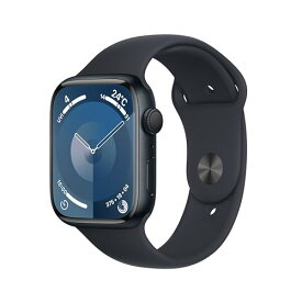 Apple Watch Series 9 GPSモデル - 45mmミッドナイトアルミニウムケースとミッドナイトスポーツバンド - M/L