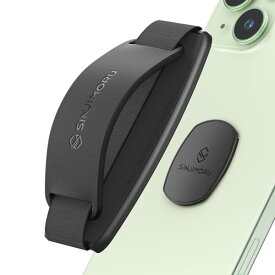 Sinjimoru 無線充電対応スマホストラップ、 いつどこでも動画視聴できるシリコンスマホスタンド付きのスマホ落下防止ハンドグリップ、取り外しできるiPhone androidスマホ、スマホケース対応バンド型のスマホリング。 Sinji Mount