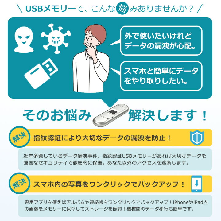 楽天市場】iOS対応 指紋認証 USB3.0 フラッシュ メモリー ドライブ 