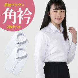 長袖 女子 学生角衿ブラウス 白 ポリエステル45% ポリエステル55％ 胸ポケット 2枚セット 145A-175A 155B-175B