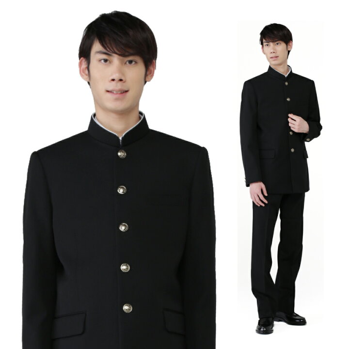 楽天市場 学生服 上下セット A体 B体 ポリエステル70 ウール30 黒 155a 185a 160b 185b W64cm 100cm 上下 学ラン 学生 裏ボタン 送料無料 中学生 高校生 日本製 制服 上着 ズボン ストレッチ 標準型学生服 学生服上下 大きい 小さいサ ノータック ワンタック 黒