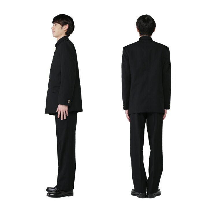 楽天市場 学生服 上下セット A体 ポリエステル100 東レ 黒 150a 190a W64cm 100cm 上下 学ラン 学生 裏ボタン 送料無料 中学生 高校生 日本製 制服 カラー 上着 ズボン 標準型学生服 学生服上下 大きいサイズ 小さいサイズ 大きめ 小さめ ノータック ワンタック 黒
