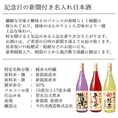 楽天市場 古希祝いに贈る70年前の新聞付き名入れ酒 純米大吟醸酒 紫龍 1800ml 名入れ ギフト プレゼント 日本酒 風呂敷包装 父 母 桐箱入り 幻の酒 楽天市場 古希祝いに贈る70年前の新聞付き名入れ酒 純米大吟醸酒 紫龍 1800ml 名入れ ギフト プレゼント 日本酒 風呂敷包装 父 母 桐箱入り 幻の酒