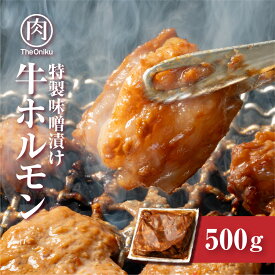 特製味噌漬 牛ホルモン 牛小腸 500g 3-4人前 牛肉 焼肉 バーベキュー BBQ ホルモン焼き