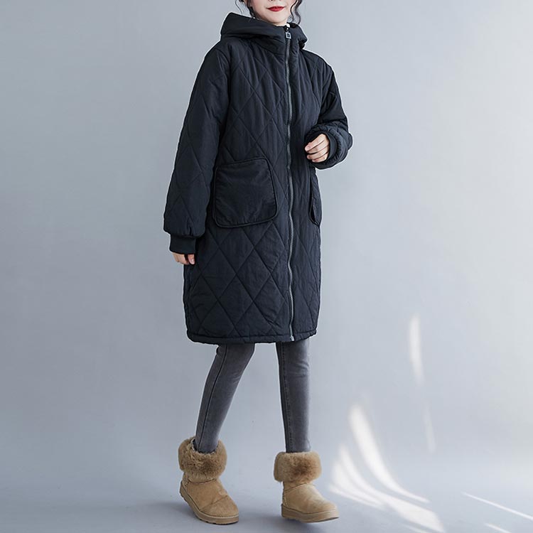 ロングコート 中綿キルティングコート ハイネック フード ボリュームネック ゆったり 大きいサイズ オーバーサイズ ジャケット 中綿入り 通勤  お出かけ | NISHIKIYA