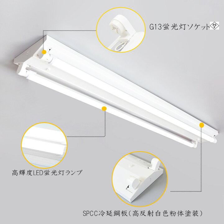 楽天市場】LED蛍光灯器具 逆富士 40w 2灯 高輝度タイプ led蛍光灯 器具 