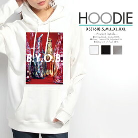 パーカー レディース メンズ スウェット パーカー プルオーバー hoodie 長袖 フード付き coke コーク ドリンク BYOB 大人かわいい オシャレ ロゴ ペア カップル おそろ リンクコーデ