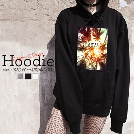 パーカー レディース メンズ スウェット パーカー プルオーバー hoodie 長袖 フード付き ペア カップル ペア カップル おそろ リンクコーデ HAWAII ハワイ パームツリー palmtree かっこいい photo