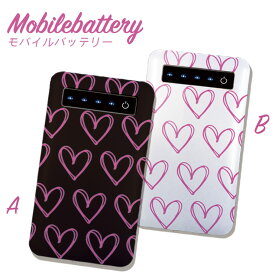 モバイルバッテリー 充電器 iPhone Galaxy Xperia AQUOS ARROWS スマートフォン iPad 高速充電 軽量 可愛い おしゃれ ハートheart 手書き イラスト